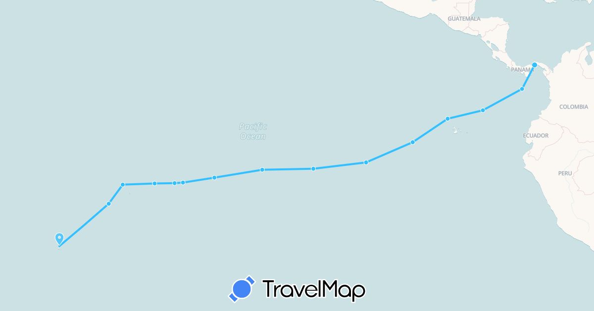 TravelMap itinerary: driving, boat in Panama (North America)